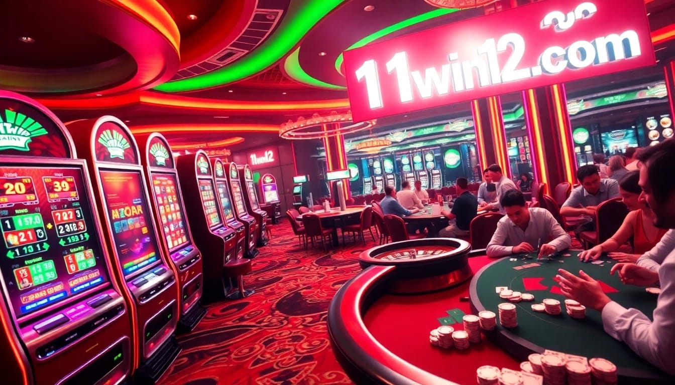 Experience thrilling gameplay at https://11win12.com/ with vibrant slot machines and engaging poker tables.