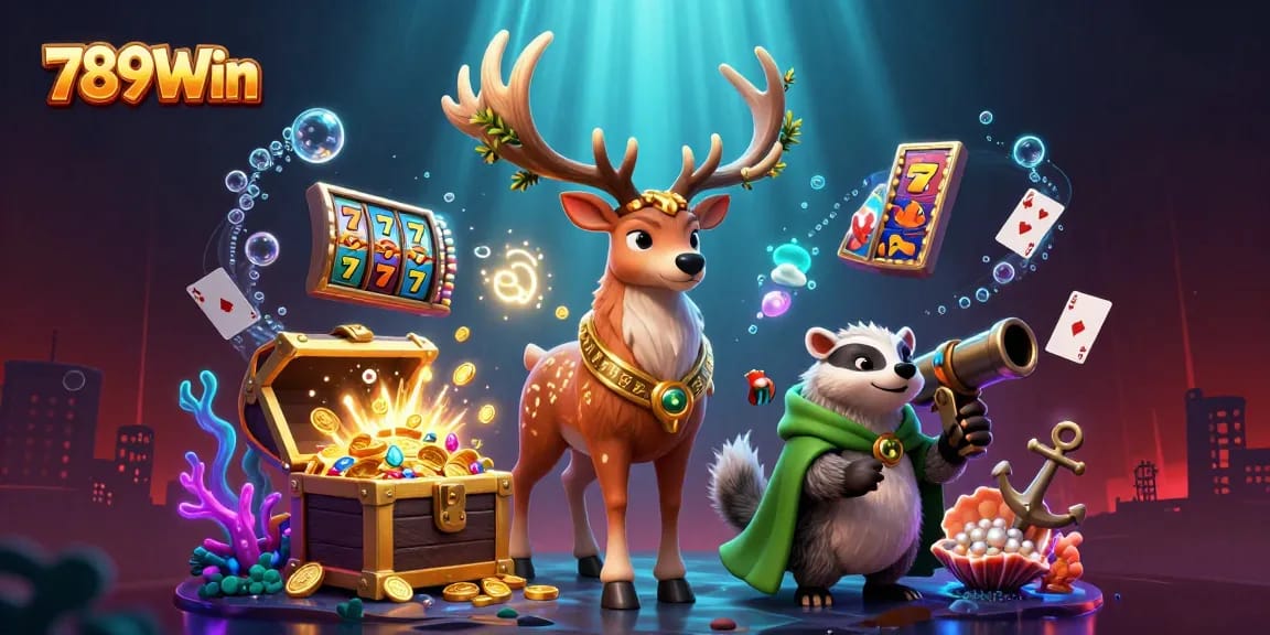 Engage with thrilling gaming action at 789Win, featuring dynamic slot reels and vibrant casino elements.