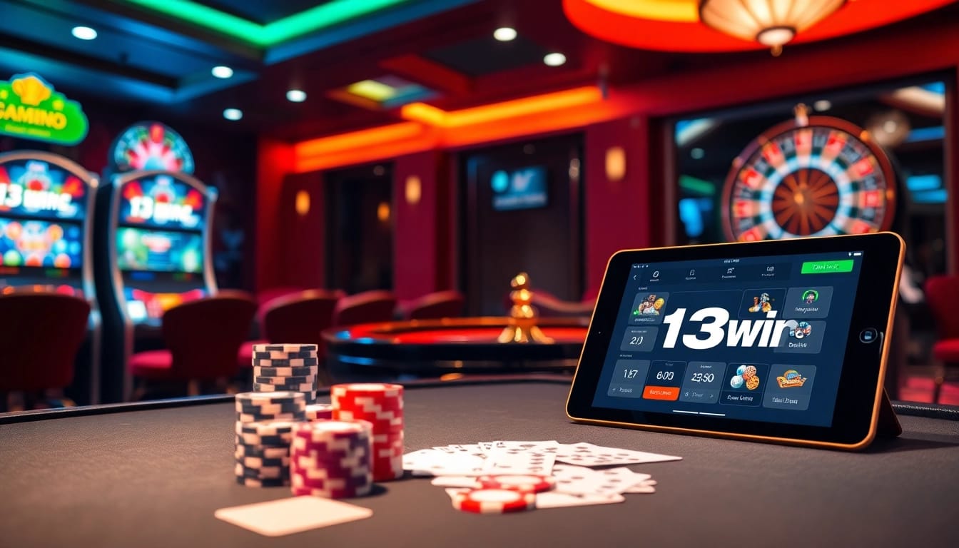 Engage with the thrilling experience of nhà cái 13win while playing high-stakes poker in a luxury casino setting.