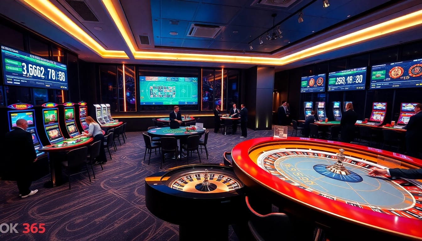 Exciting online gaming action at ok365 com with vibrant casino tables and betting interfaces.