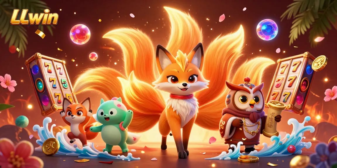 Experience thrilling game play at LLwin with vibrant characters, spinning slots, and colorful jackpots.