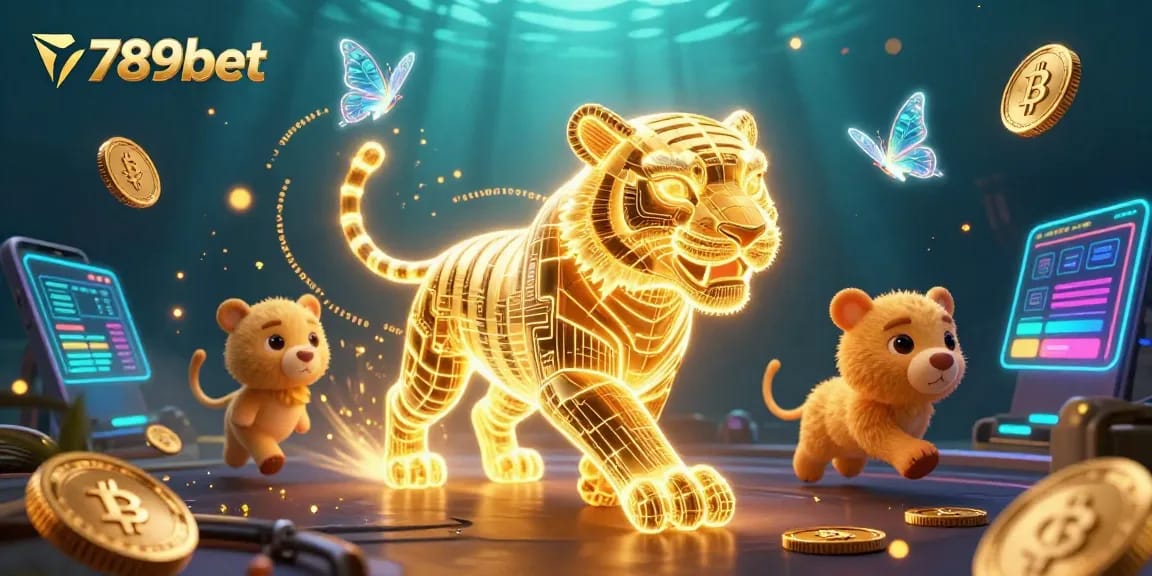 Cá cược trực tuyến 789bet với hổ vàng neon và tiền điện tử trong hình ảnh sống động