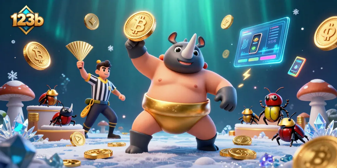 Engage with the dynamic action of 123b as the beetle champion stomps coins in this vivid casino scene.