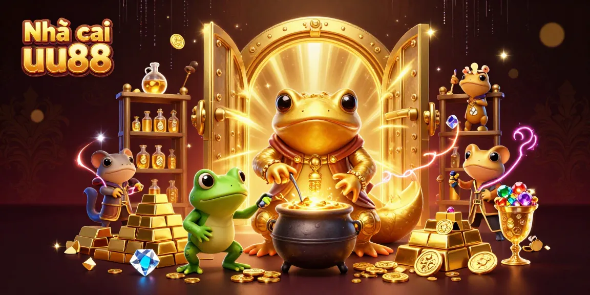 Experience the magic of Nhà cái uu88 while transforming metals into gold in a vibrant 3D casino scene.