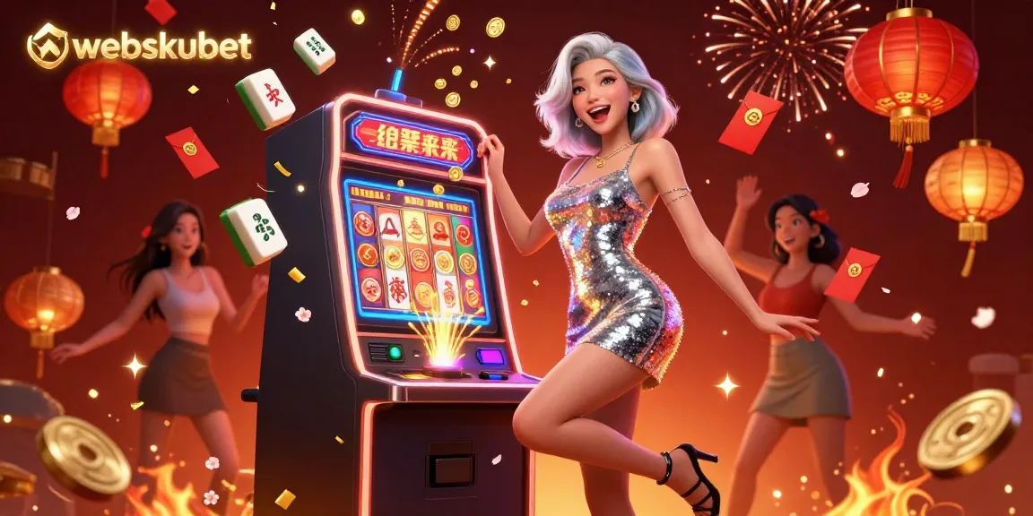 Experience thrilling wins at webskubet with vibrant slot machines and celebratory atmosphere.