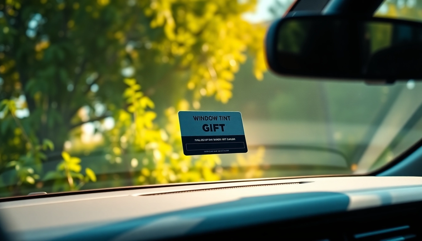Generate excitement with a window tint gift card visually representing automotive enhancement.