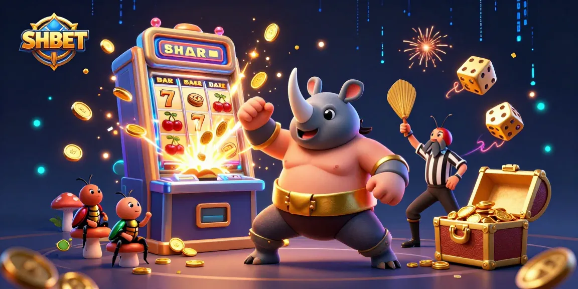 Experience the thrill at SHBET casino with vibrant 3D characters amidst a jackpot explosion.