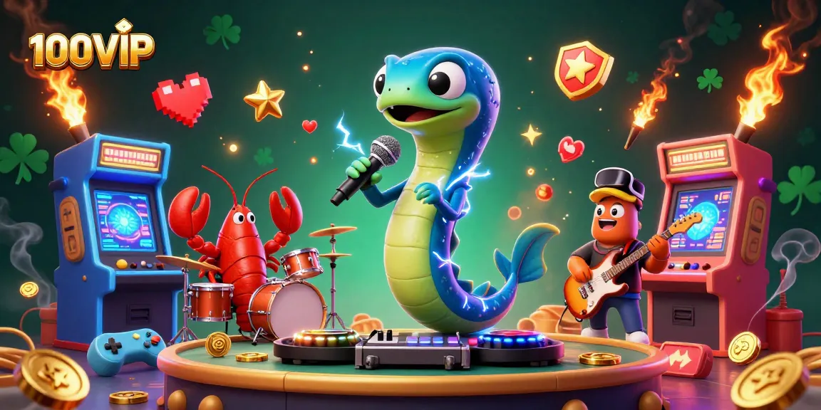 Join the celebration at 100VIP's underwater casino with an electric eel DJ and fun game elements.