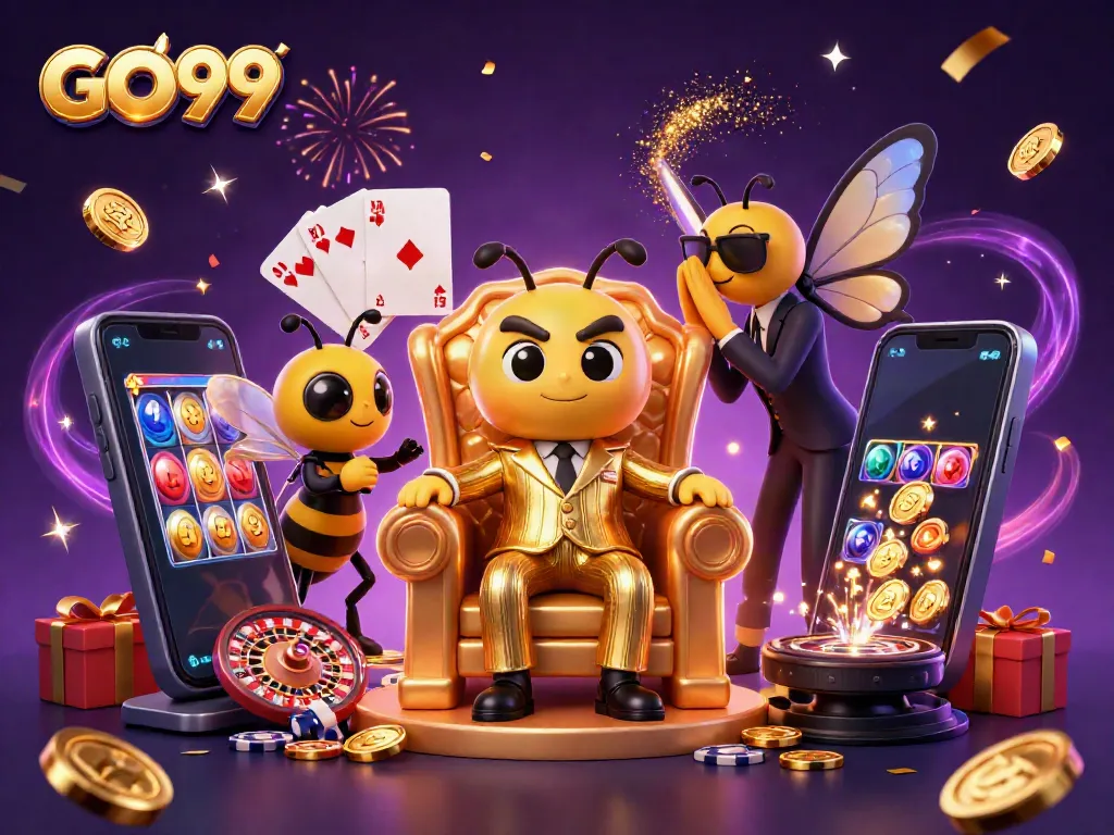 Experience thrilling action at GO99 with vibrant casino games and animated characters.