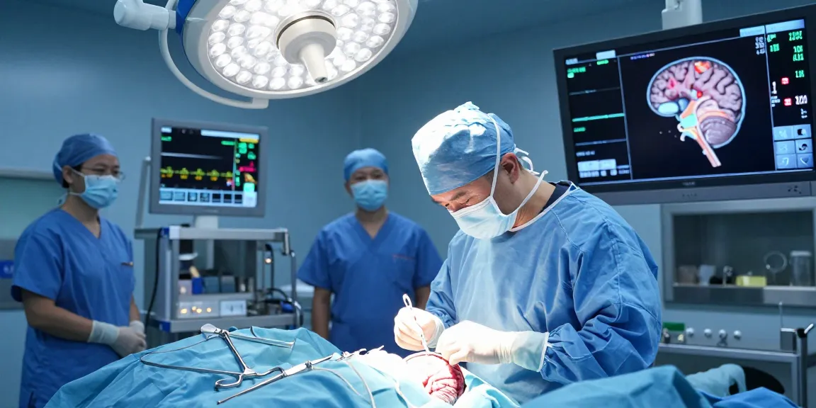 Brain surgery in progress, showcasing precision and advanced medical technology for beyin ameliyatı.