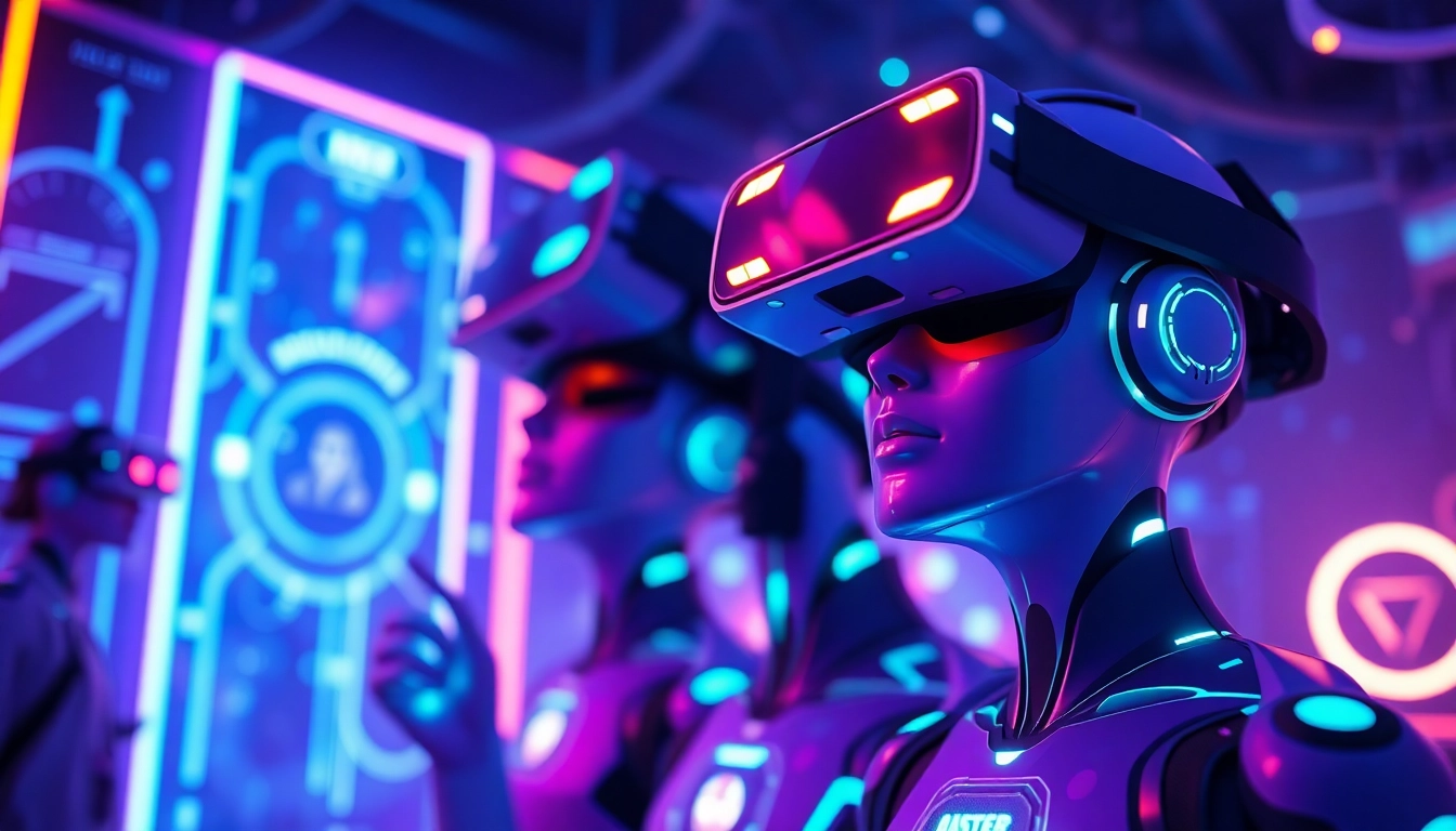Engaging virtual reality interaction with AI characters featuring crushon ia in a vibrant digital environment.