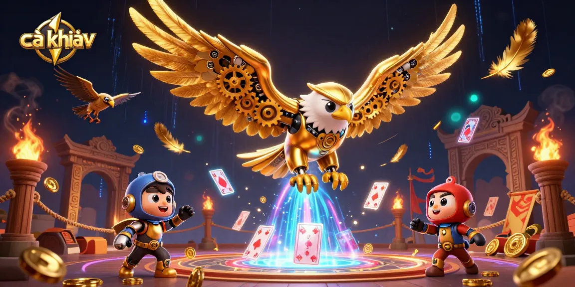 Experience thrilling action with cà khịa tv as a cybernetic eagle dives among vibrant gambling symbols.