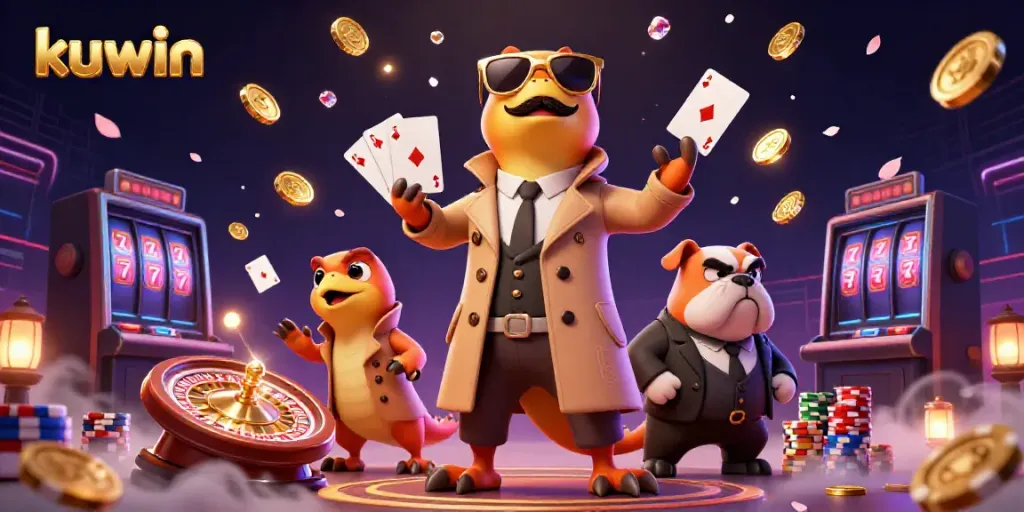 Engage with kuwin's thrilling casino action featuring raptors in disguise and vibrant gaming elements.