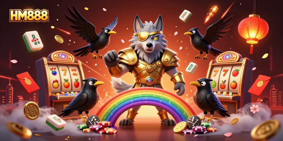 Join the fun at HM888 with Odin and ravens amidst vibrant casino elements